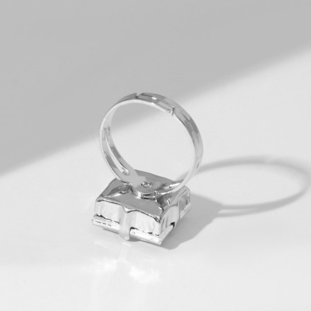 Ring "Assorted" voluminous square, white color in silver, dimensionless-2