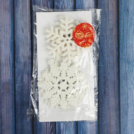 Christmas tree decoration "White Snowflake" (set 6 pcs) D-8 cm and 9 cm-1