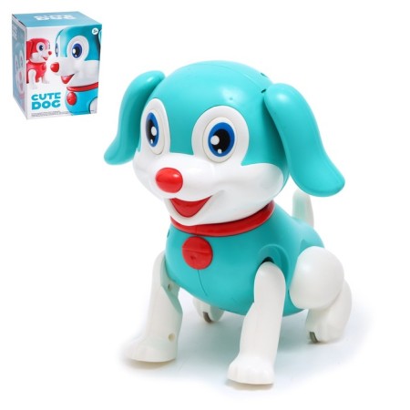 Tobby dog ​​walks, light, sound, works from batteries, blue color