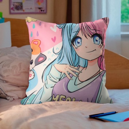Decorative anime pillow "meow"-4
