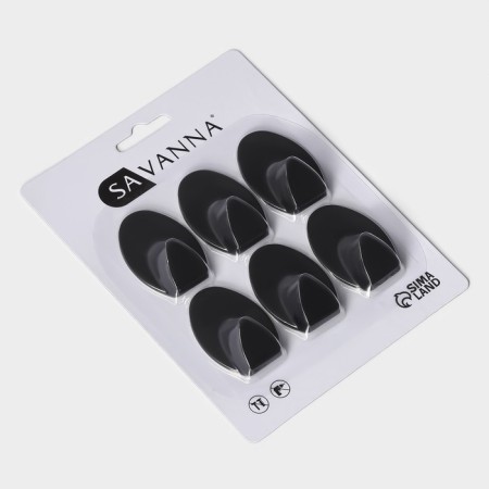 A set of metal self -adhesive hooks Savanna Black Loft Drop, 6 pcs, 1.9 × 5.3 × 3.5 cm-5
