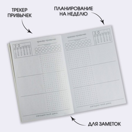 Diary planning in a thin cover with embossing "Dream. Create. Continue. Botanika" A5, 80 sheets-1