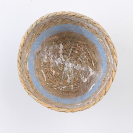 Kashpo wicker "Namibia", 17.5x17.5x16 cm, natural, blue-4