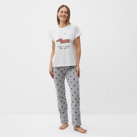Home Home "Dachshund" (T -shirt, trousers), white/gray color, size 44