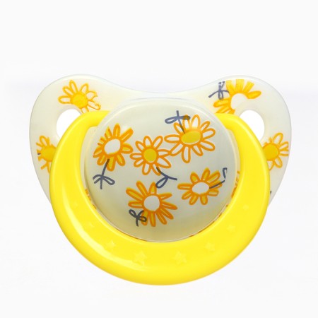 Set: nipple - dummy with the holder "flowers", orthodontic, +6 months, yellow color-2