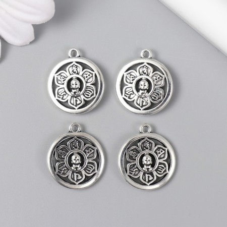 Decor for creativity Metal "Buddha in Flower" silver 1.9x1.6 cm-1