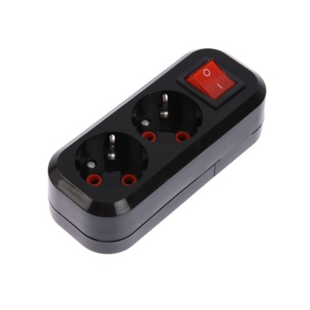 Rosperture block TDM "People" 2-seater, s/s, with a switch 16 a, black, SQ1806-0424