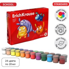 Гуашь 24 цвета по 20 мл, ErichKrause Jolly Friends