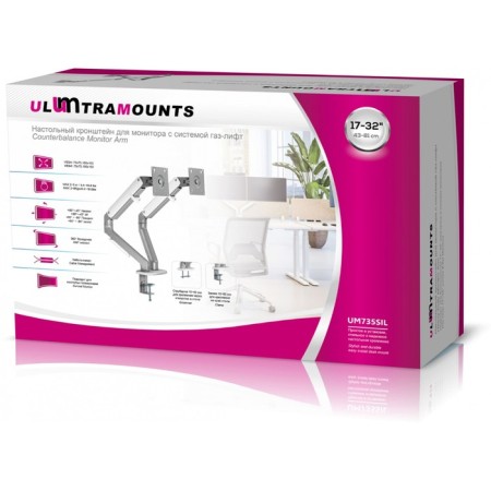Crasstein for Monitors Ultramounts UM735SIL Gray/Silver 17 "-27" Max.7kg mount to 107755-6