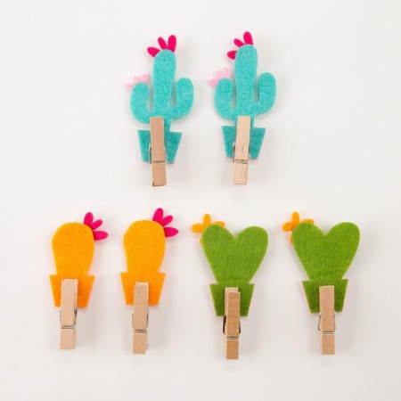 Set of decorative clothespins "Cacti" 6 pcs, felt/tree-5