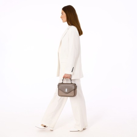 Women's bag on the Textura valve, small size, beige color-9