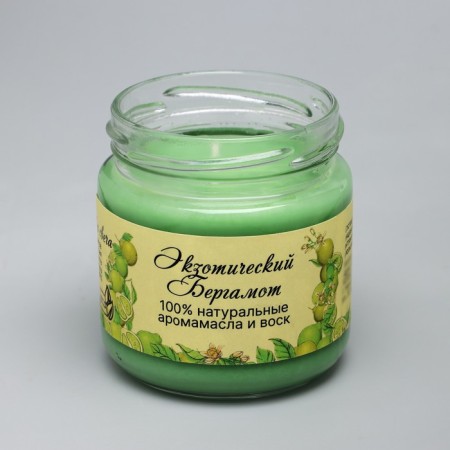 Natural eco candle "Exotic bergamot", green, 7x7.5 cm, 14 hours-2