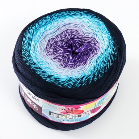Yarn "Flowers" 55% cotton, 45% polyacryl 1000m/250g (254 T. Sini-turr-1