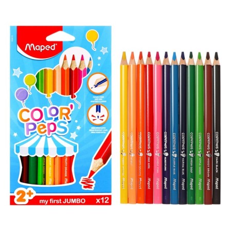 Three -sided pencils, 12 colors, Maped Color Peps Maxi, thickened, euro suspension-4