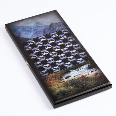 NARDS "Wolf and Eagle", wooden board 50 x 50 cm, with a field for playing checkers-1