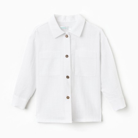 Рубашка для девочки KAFTAN Linen, р.28 (86-92см) белый-6