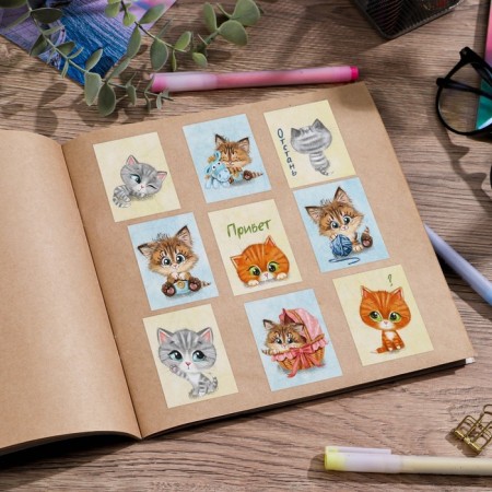 Paper stickers "kittens", with coloring on the back, 11 × 15.5 cm-2