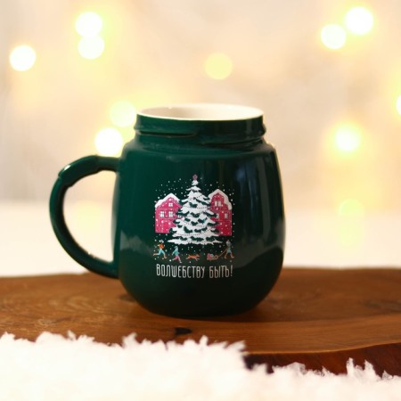 Ceramic mug “Magic to be”, 450 ml, green color-3