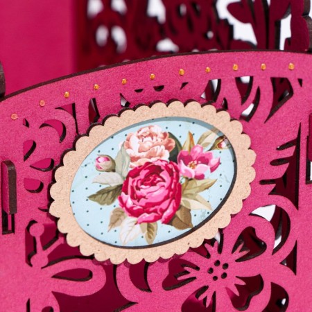 Papers stand "Summer flowers", gold, 9.5x18.5x24.5 cm, MDF-4