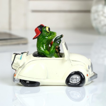 Souvenir Polystone Lac "Frog in the convertible" 10x9x14 cm-1