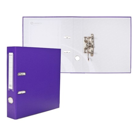 A4, 50 mm registrar, calligrata, PVC, embossing "Len", metal edging, pocket for a spine, assembled, purple, mix-9