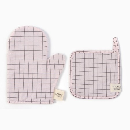 Set of kitchen. Ethel "Cell": mittens 20x28 cm, take 19x19 cm, 80% HL, 20% PE-1