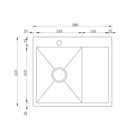 Kitchen sink "RMS" MRK-5851BL-R, mortise, right, thickness 3.0 and 1 mm, dispenser, graphite-3