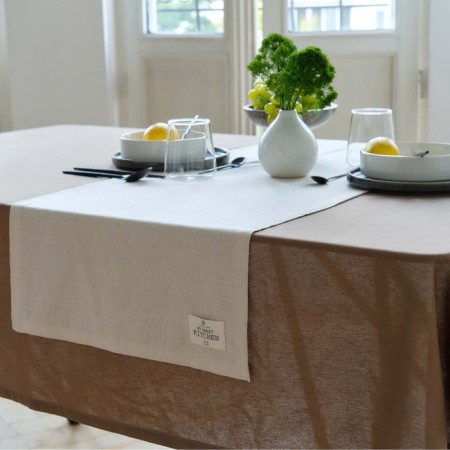 Ethel track Ethel, Milk color, 40x136/+-6 cm, 70% HL, 30% flax, 190 g/m2-1