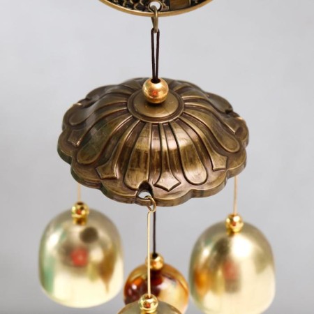Wind Music Metal "Coin with elephants" 3 bells 1 figure 38 cm mix-2