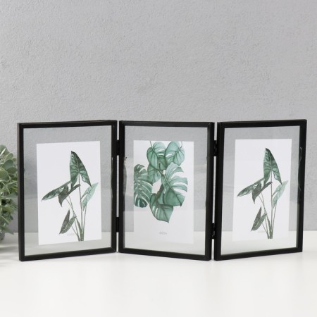 Photo frame Metal in 3 photos 10x15 cm "Loft. Strict lines" black 20x45x1 cm