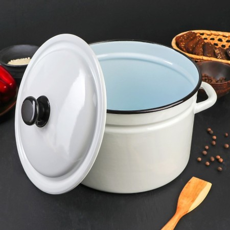 Cylindrical pan, 8 l, induction, without decolleys, white color-1