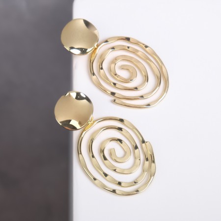 Earrings Metal "Gate" two ovals, color gold-1