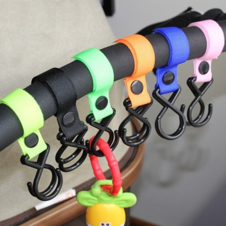 Hook for bags on a stroller, on Velcro, color mix-1