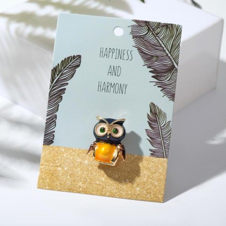 Brooch "Owl" cartoon, color in gold-2