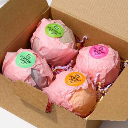 Gift set of cosmetics "juicy detox", bathtub bombs 4 x 130 g, Beauty Fox-1