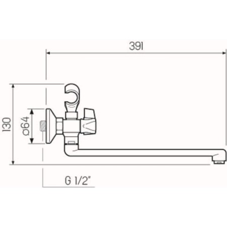 Bath mixer "RMS" SL116-140, spout 350 mm, shower set, zinc, chromium-2