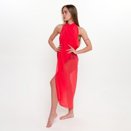 Pareo female, red color, size 120x170 cm-1