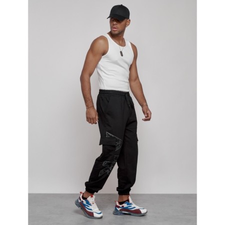 Joggers male, size 48, black color-5