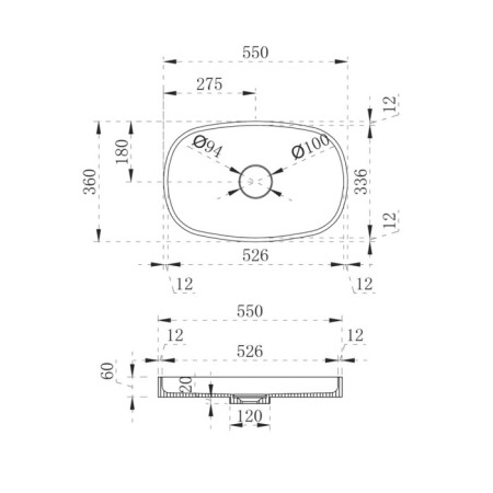 ABBER STEIN AS2601 sink, invoice, 550x360x60 mm, white, matte-5