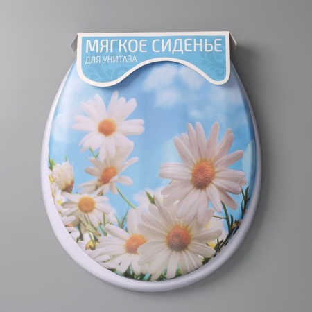 Сиденье для унитаза с крышкой Доляна «Ромашки», 42×36,5 см-7