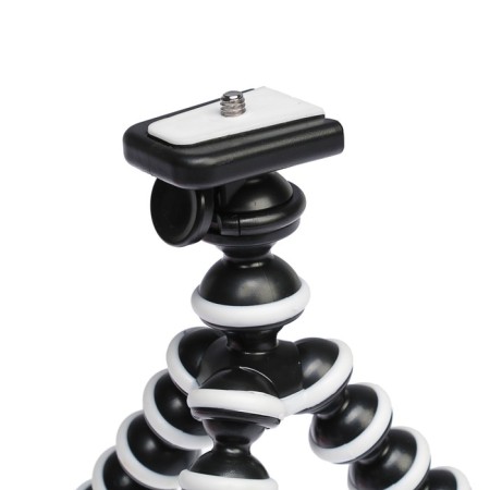 Luazon-Treasel tripod is desktop, for phone, flexible legs, height 22 cm, black and white-4
