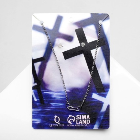 Set 2 objects: earrings, pendant "cross", color black silver, 43 cm-2