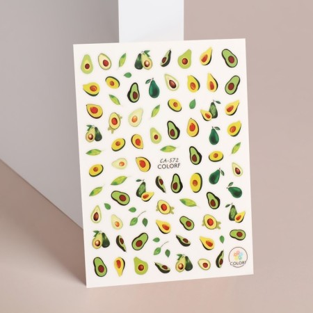 Avocado nail stickers, multi -colored