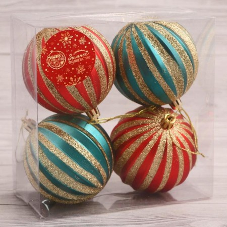 Set of balls plastic D-8 cm, 4 pcs "Marianne" MIX-1