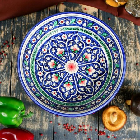 Suditsa Rishtan ceramics "Flowers", 28 cm, blue-1