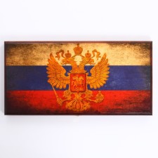 Нарды деревянные большие, с шашками "Герб России", настольная игра, 50 х 50 см