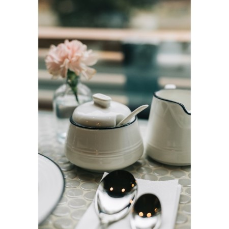 Porcelain sugarian with a spoon Magistro "sea breeze", 250 ml, white color-2