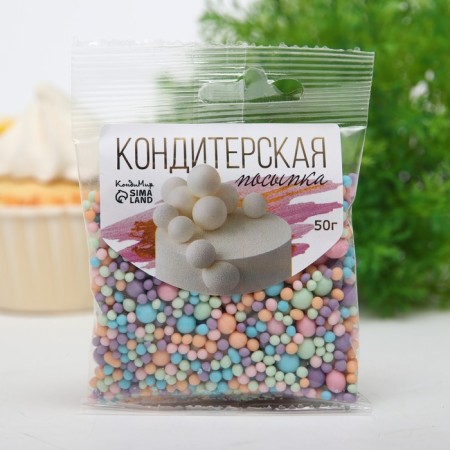 Sprinking confectionery in color glaze (orange, pigeon, roses, sirens, emerald), 50 g-1