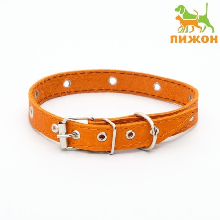 Single-layer leather collar with corrugated eyelets, dimensionless, 50 x 2 cm, Osh 36-44 cm, red 70059