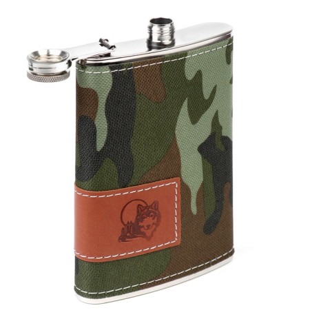 Gift set 4 in 1 "khaki": a flask 270 ml, a sommelier knife, 2 piles, 17 x 23 cm-2